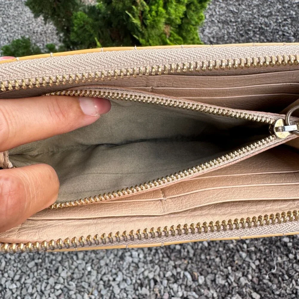 Chloe Wallet (FLAWS) Purse Long Wallet Authentic Beige Mustard Yellow